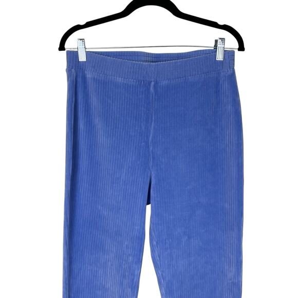 Aerie Sz L Light Blue Groove-on Velour High Waisted Flared Pants Loungewear - Picture 4 of 16